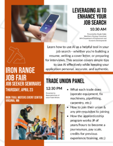 2026 Iron Range Job Fair Job Seeker Seminar Flyer